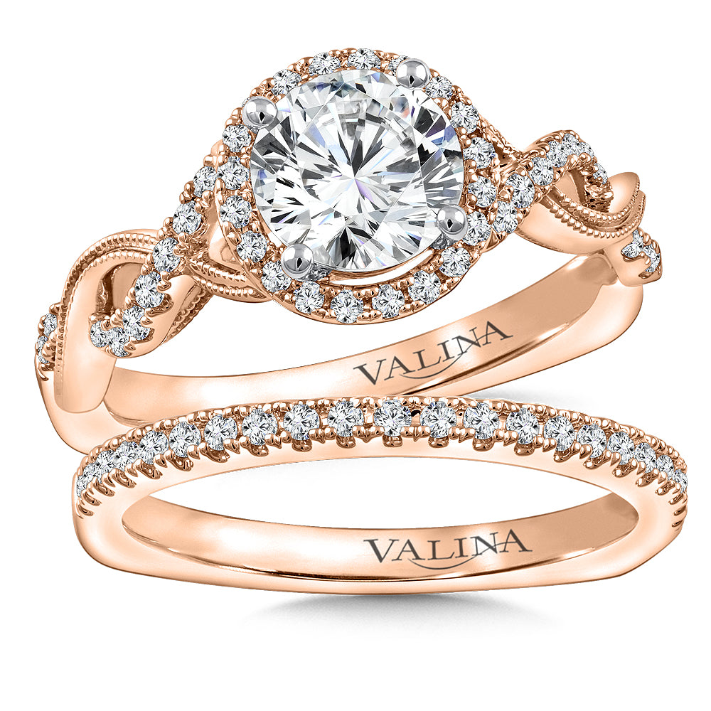 Criss Cross Diamond Halo Engagement Ring — R9773P