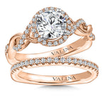 Criss Cross Diamond Halo Engagement Ring — R9773P