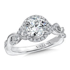 Criss Cross Diamond Halo Engagement Ring — R9773W