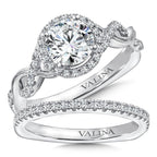Criss Cross Diamond Halo Engagement Ring — R9773W