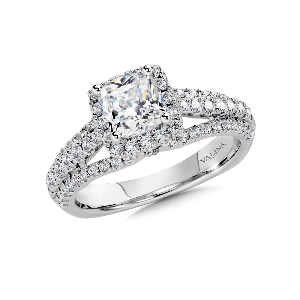 Cushion Halo Engagement Ring — R9979W