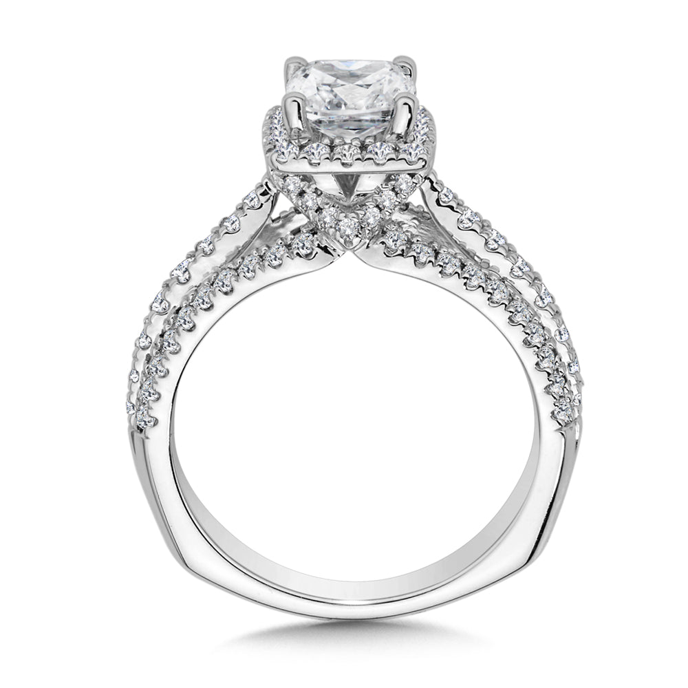 Cushion Halo Engagement Ring — R9979W