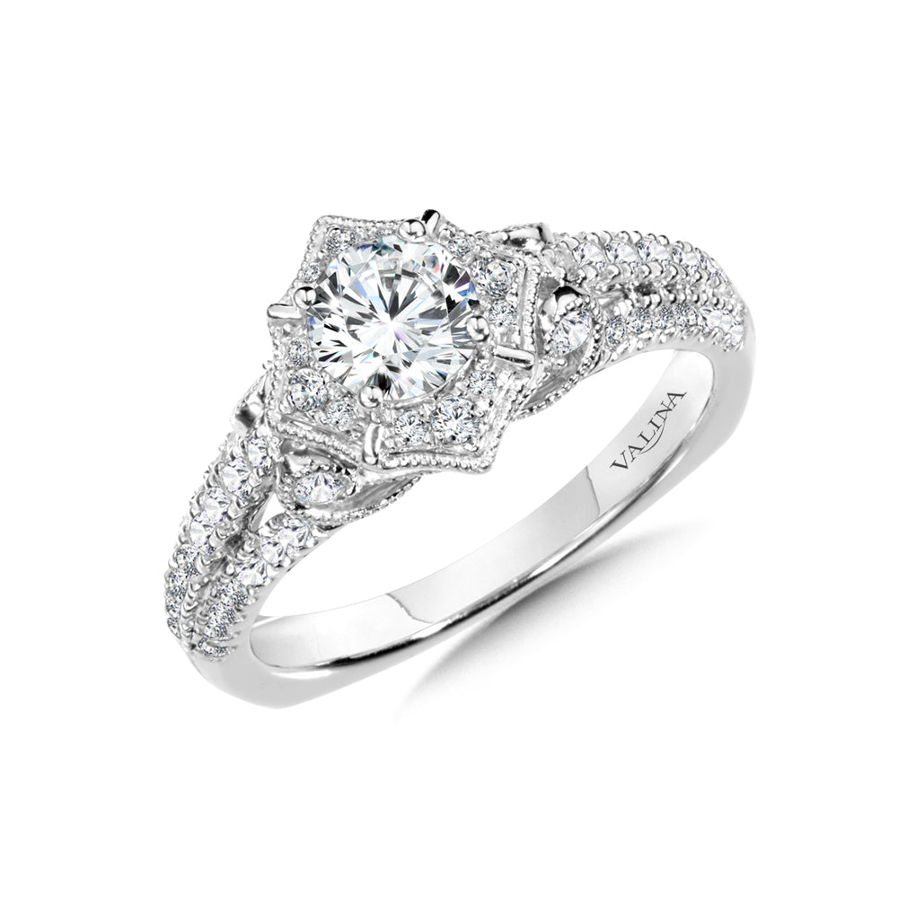Diamond Halo Engagement Ring — R9996W