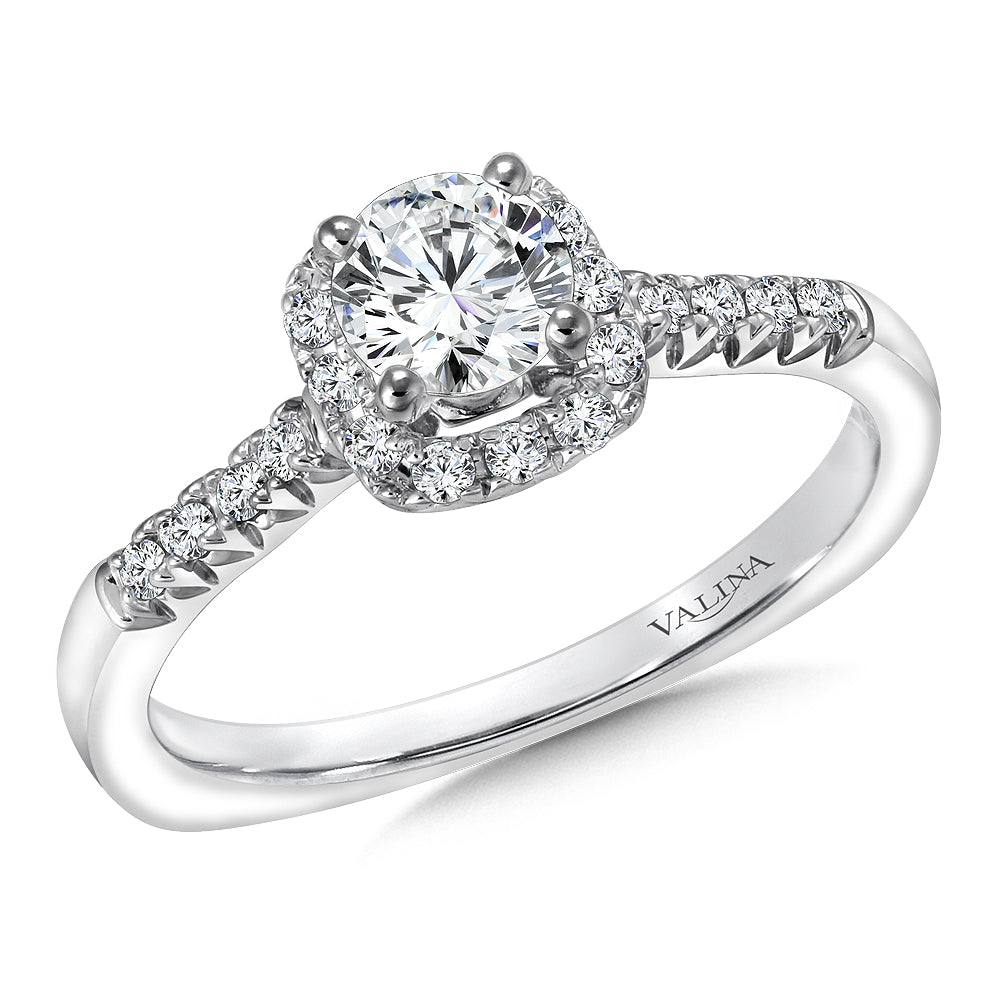 Cushion Shape Halo Diamond Engagement Ring — RQ9374W