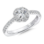 Floral Shape Halo Diamond Engagement Ring — RQ9408W