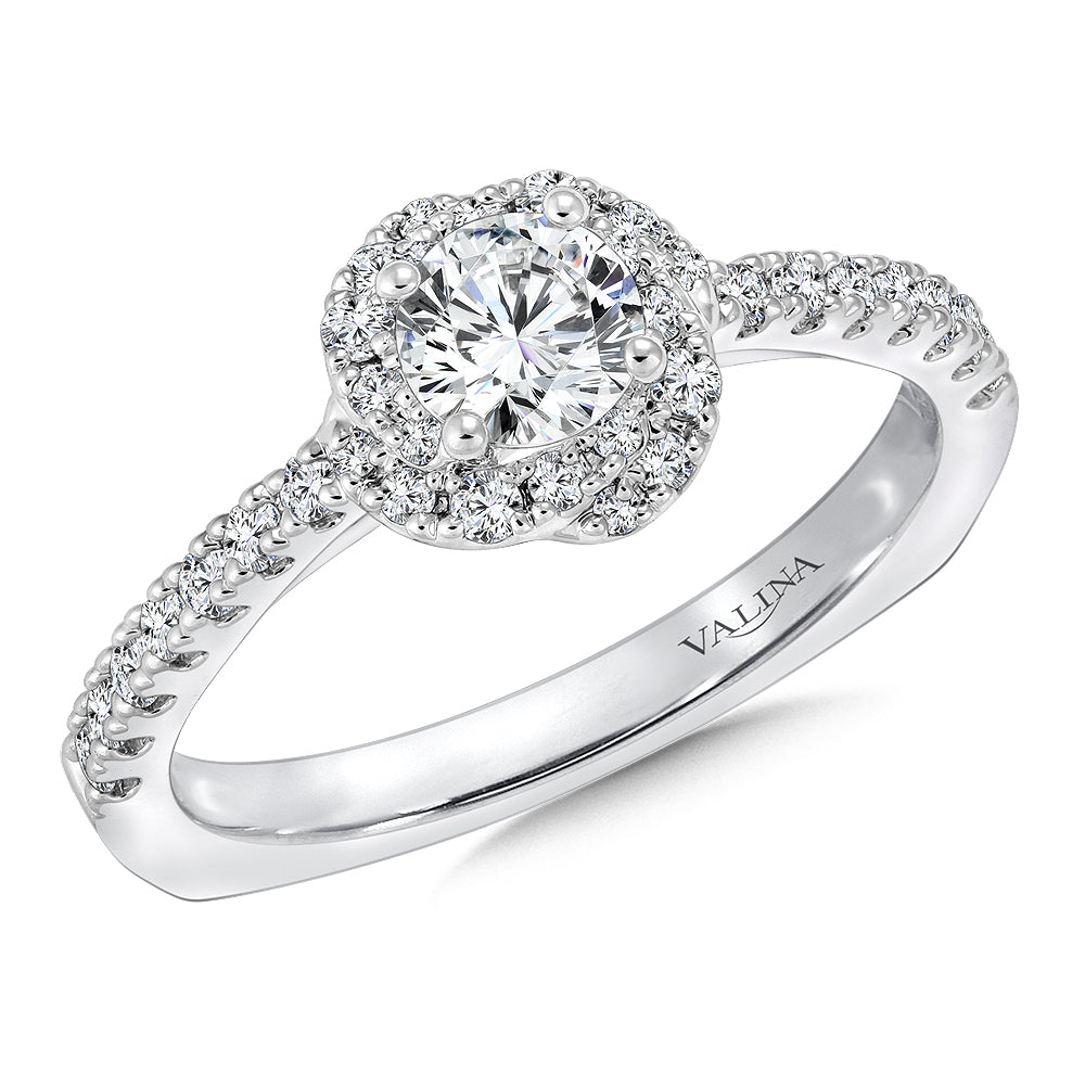 Floral Shape Halo Diamond Engagement Ring — RQ9408W