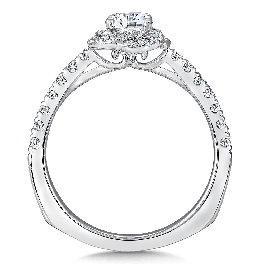 Floral Shape Halo Diamond Engagement Ring — RQ9408W
