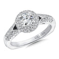 Round double halo Diamond Engagement Ring — RQ9645W