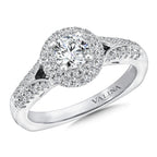 Round double halo Diamond Engagement Ring — RQ9645W