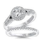 Round double halo Diamond Engagement Ring — RQ9645W