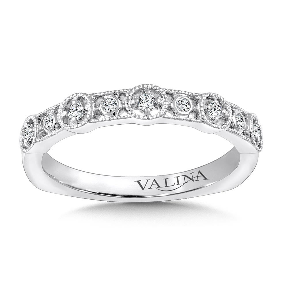 Decorative Milgraine Stackable Diamond Wedding Band — RS9835BW